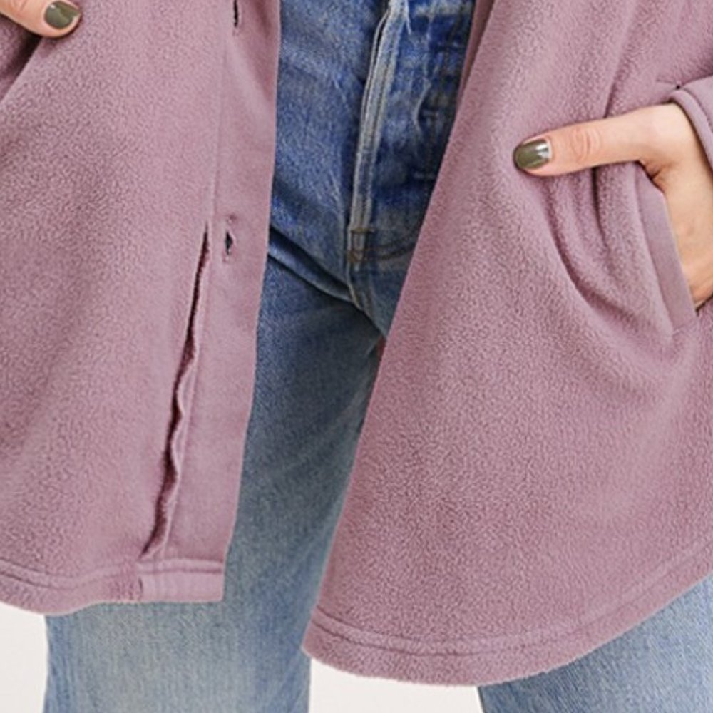 ASTORIA Mauve Soft Fleece Shacket w/ Pockets - Picture 8 of 11